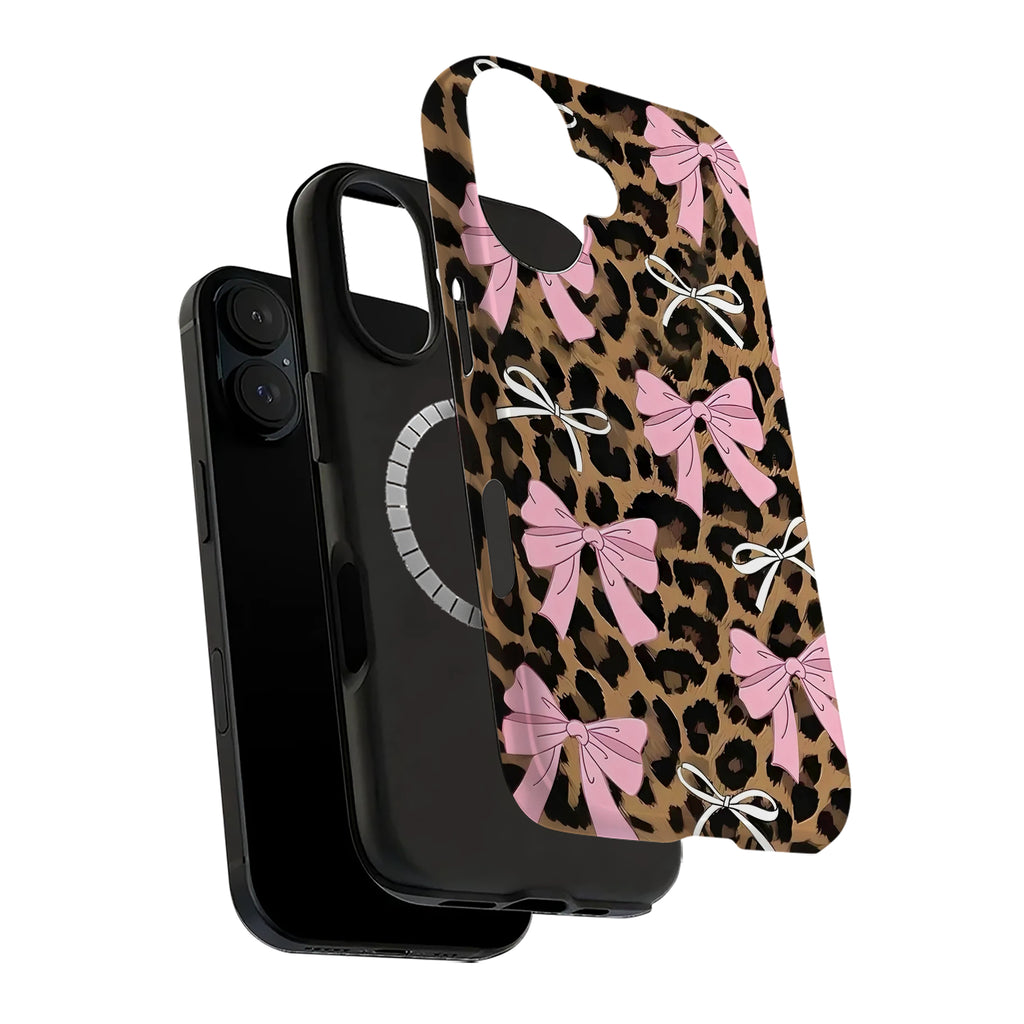 Leopard Print Bow iPhone Case | MagSafe Compatible