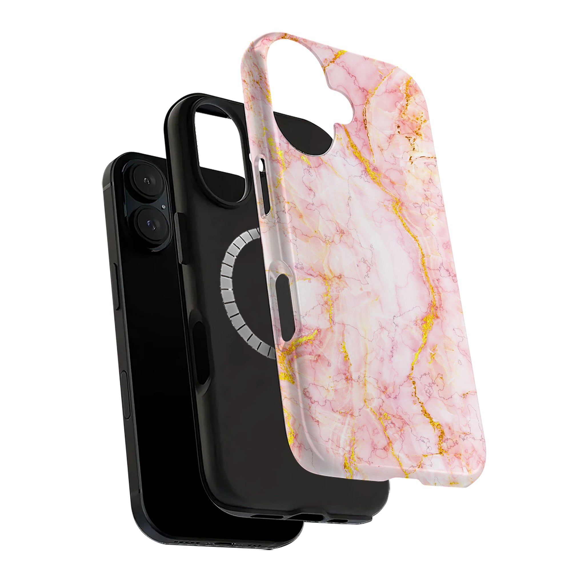 Luxury Blush Pink Gold Foil Marble iPhone Case | MagSafe Compatible