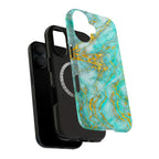 Luxury Turquoise Gold Marble iPhone Case | MagSafe Compatible
