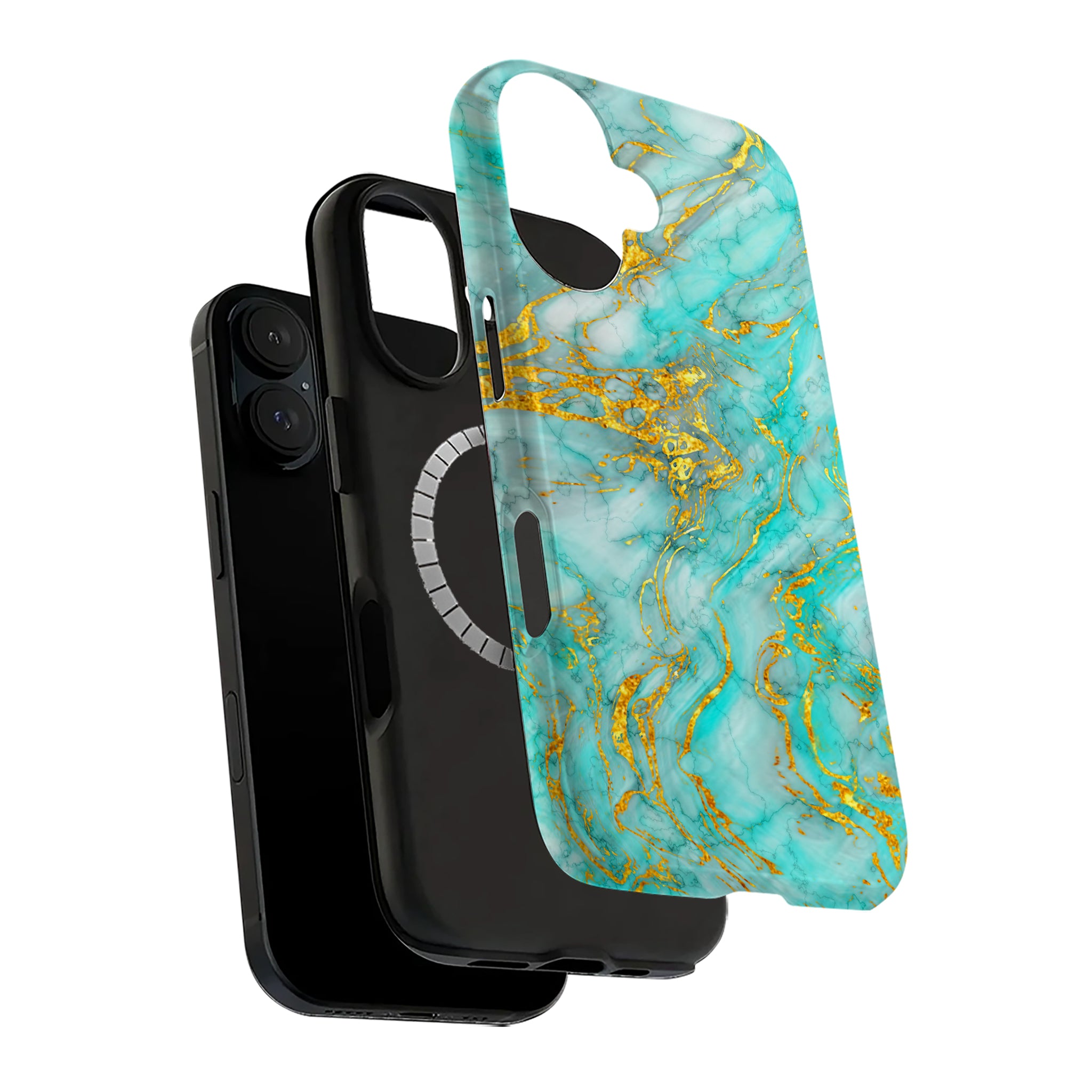Luxury Turquoise Gold Marble iPhone Case | MagSafe Compatible