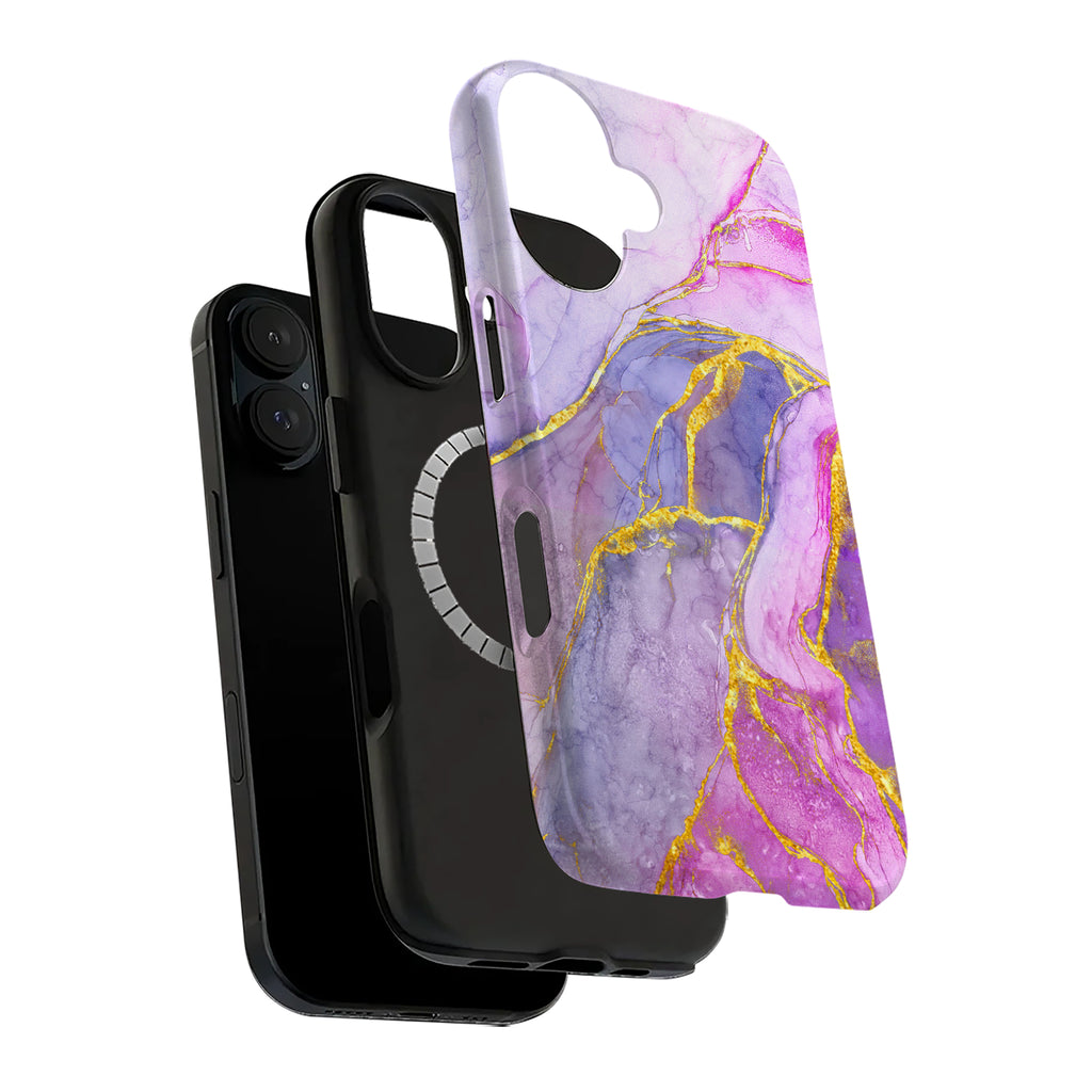 Luxury Purple Pink Gold Marble iPhone Case | MagSafe Compatible