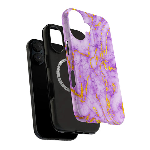 Luxury Lavender Purple Gold Foil Marble iPhone Case | MagSafe Compatible