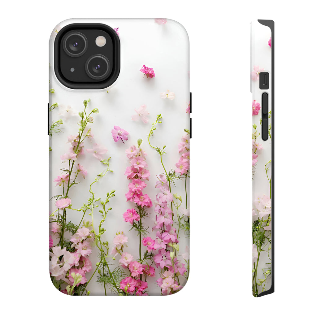 Pink Larkspur Floral iPhone Case | MagSafe Compatible