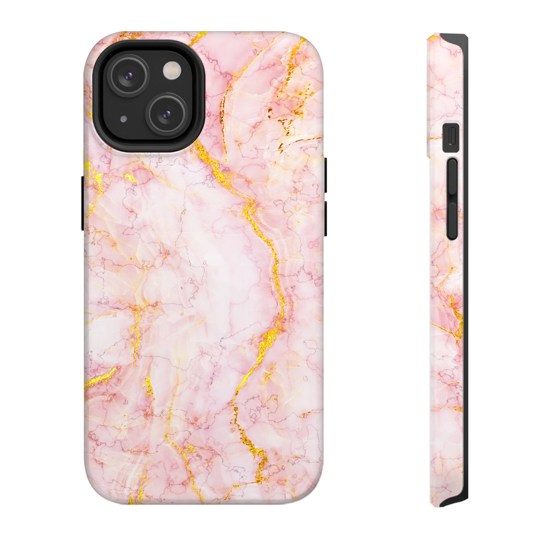 Luxury Blush Pink Gold Foil Marble iPhone Case | MagSafe Compatible