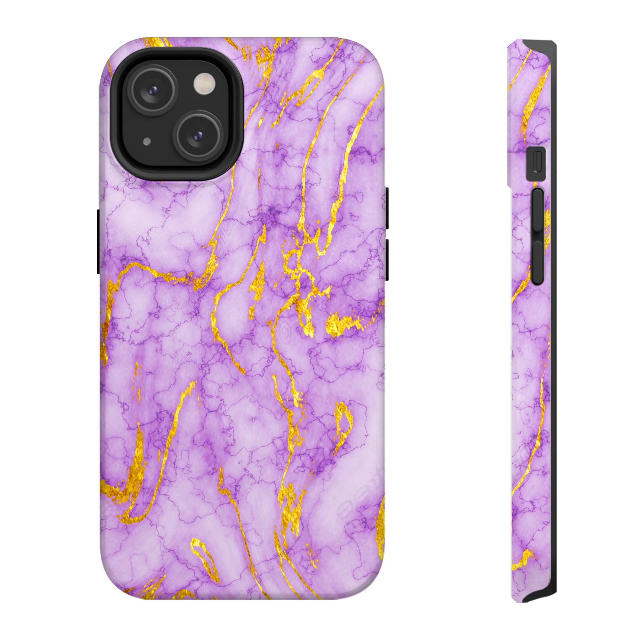 Luxury Lavender Purple Gold Foil Marble iPhone Case | MagSafe Compatible