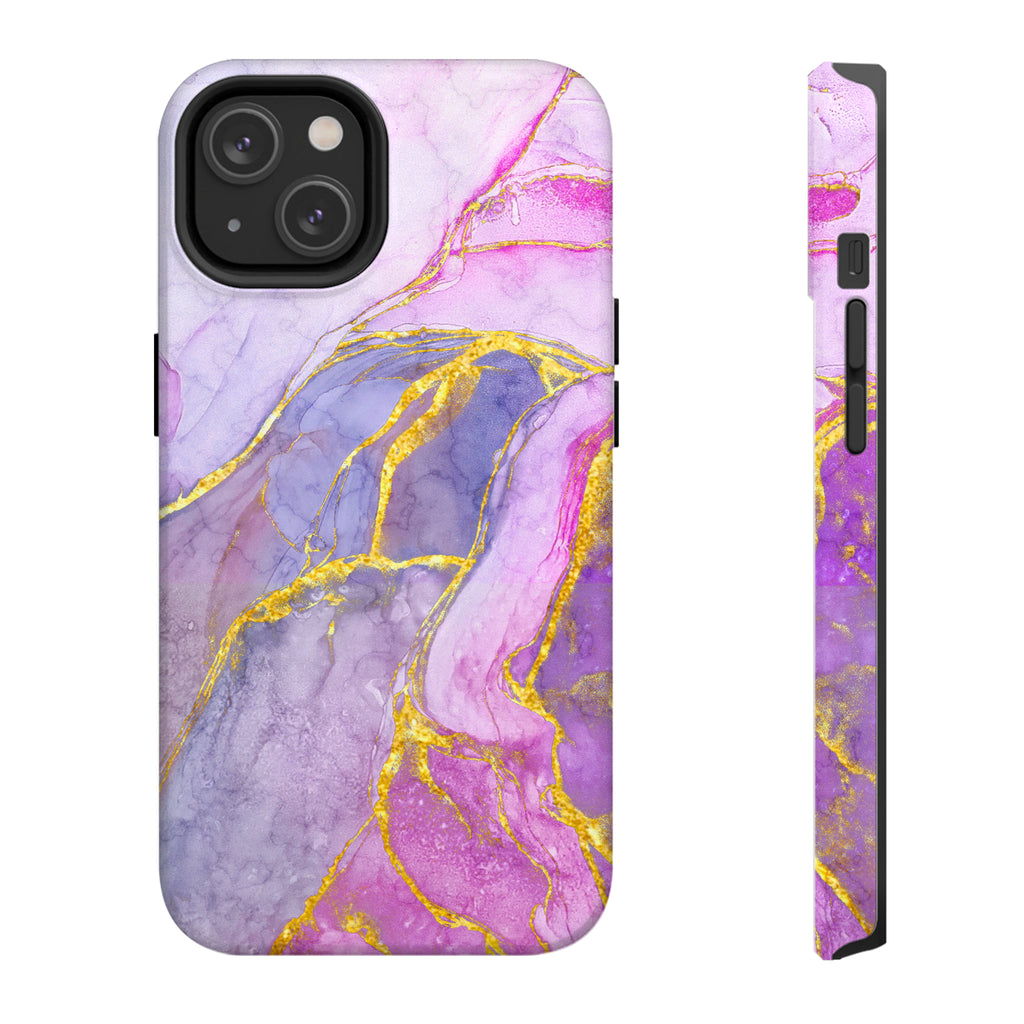 Luxury Purple Pink Gold Marble iPhone Case | MagSafe Compatible