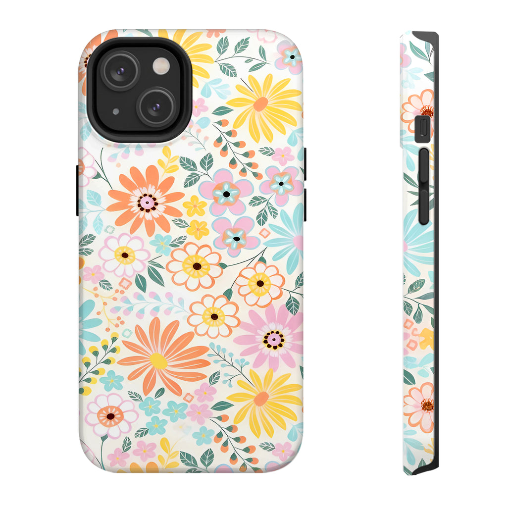 Luxury Colorful Retro Floral iPhone Case | MagSafe Compatible