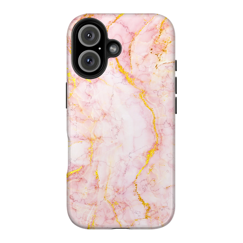 Luxury Blush Pink Gold Foil Marble iPhone Case | MagSafe Compatible