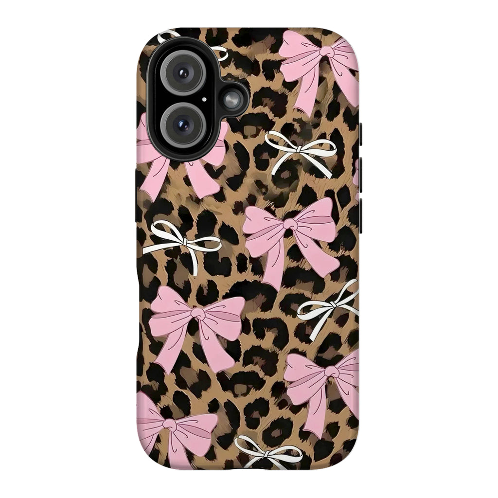 Leopard Print Bow iPhone Case | MagSafe Compatible