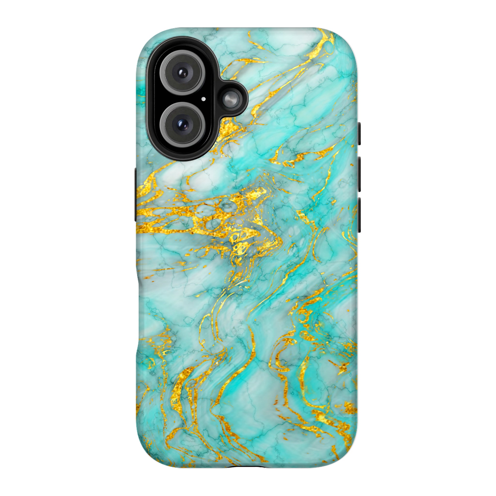 Luxury Turquoise Gold Marble iPhone Case | MagSafe Compatible
