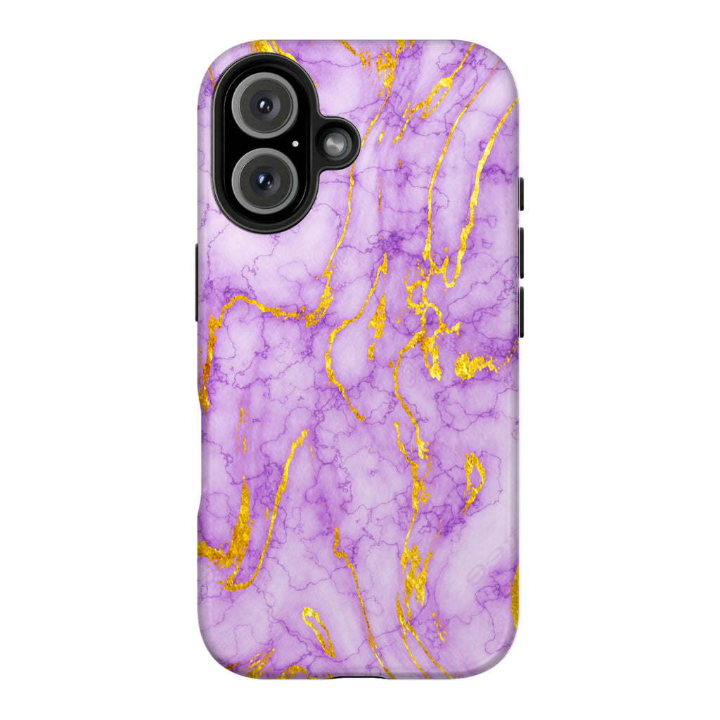 Luxury Lavender Purple Gold Foil Marble iPhone Case | MagSafe Compatible