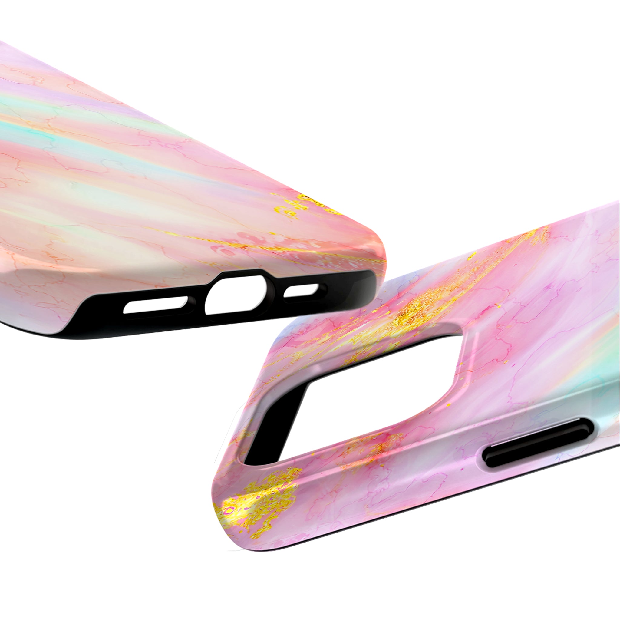 Luxury Rainbow Pink Gold Marble iPhone Case | MagSafe Compatible