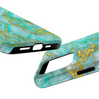 Luxury Turquoise Gold Marble iPhone Case | MagSafe Compatible