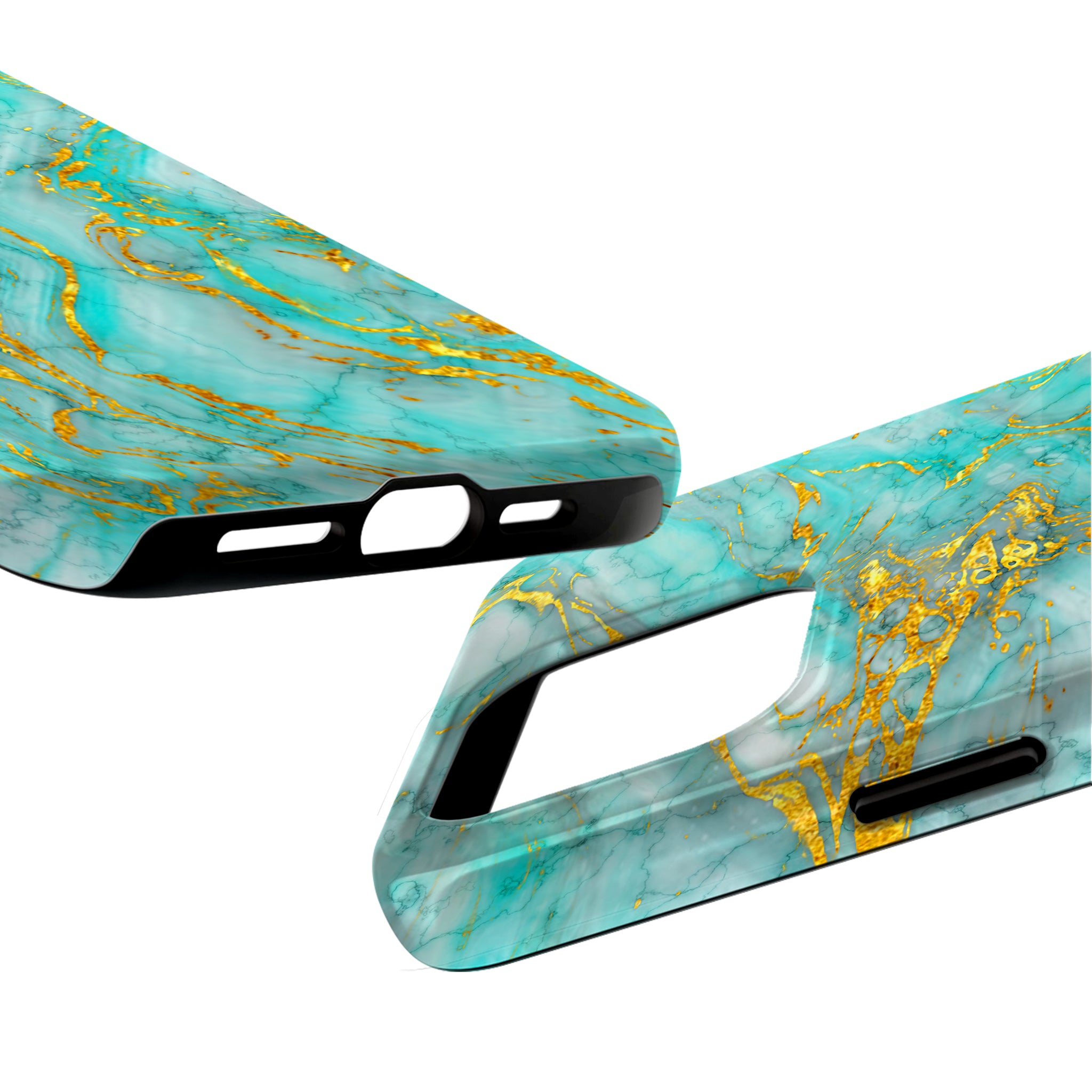 Luxury Turquoise Gold Marble iPhone Case | MagSafe Compatible