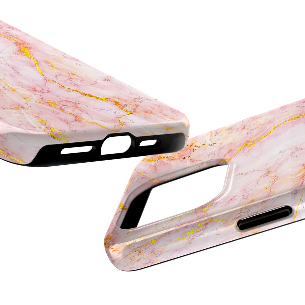 Luxury Blush Pink Gold Foil Marble iPhone Case | MagSafe Compatible