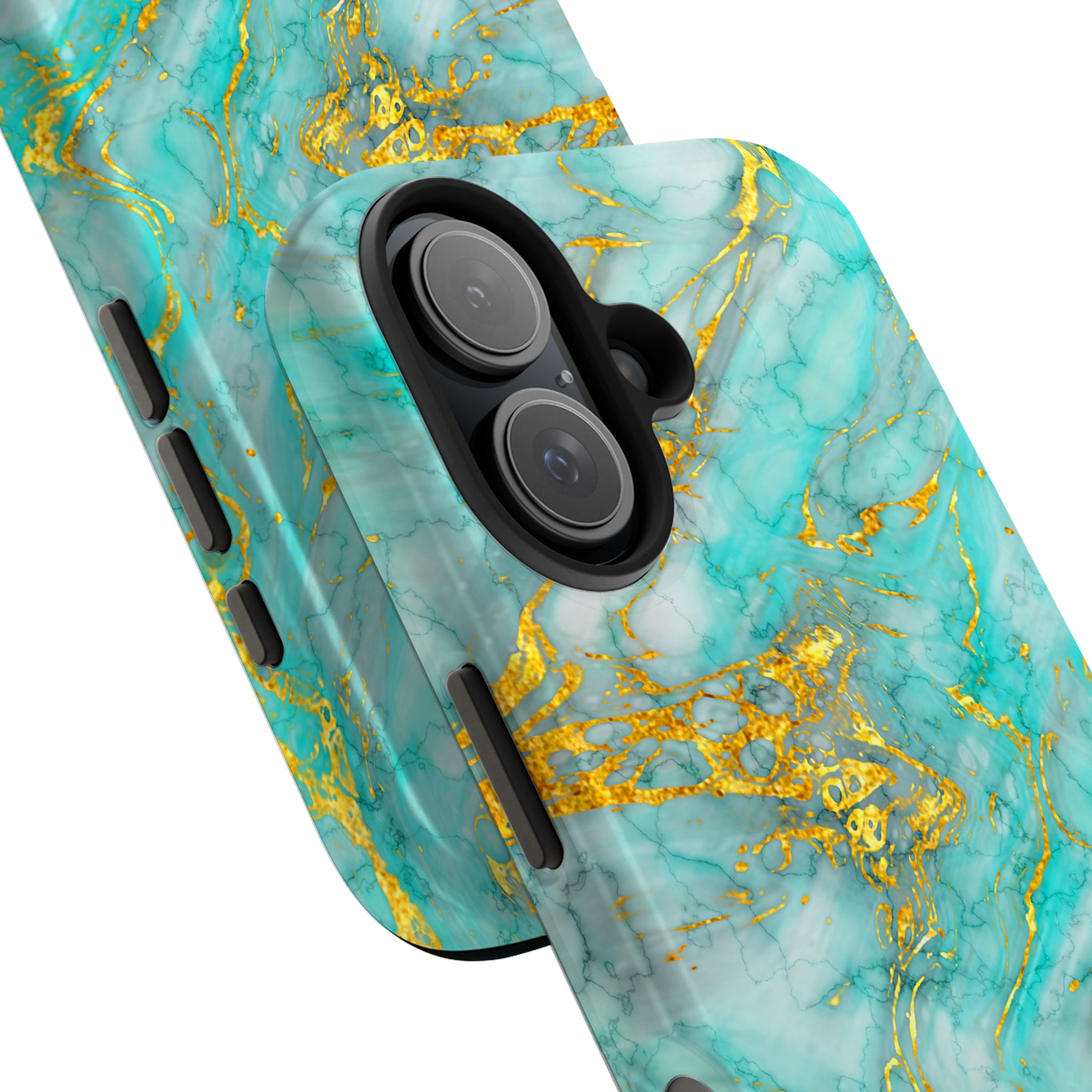 Luxury Turquoise Gold Marble iPhone Case | MagSafe Compatible