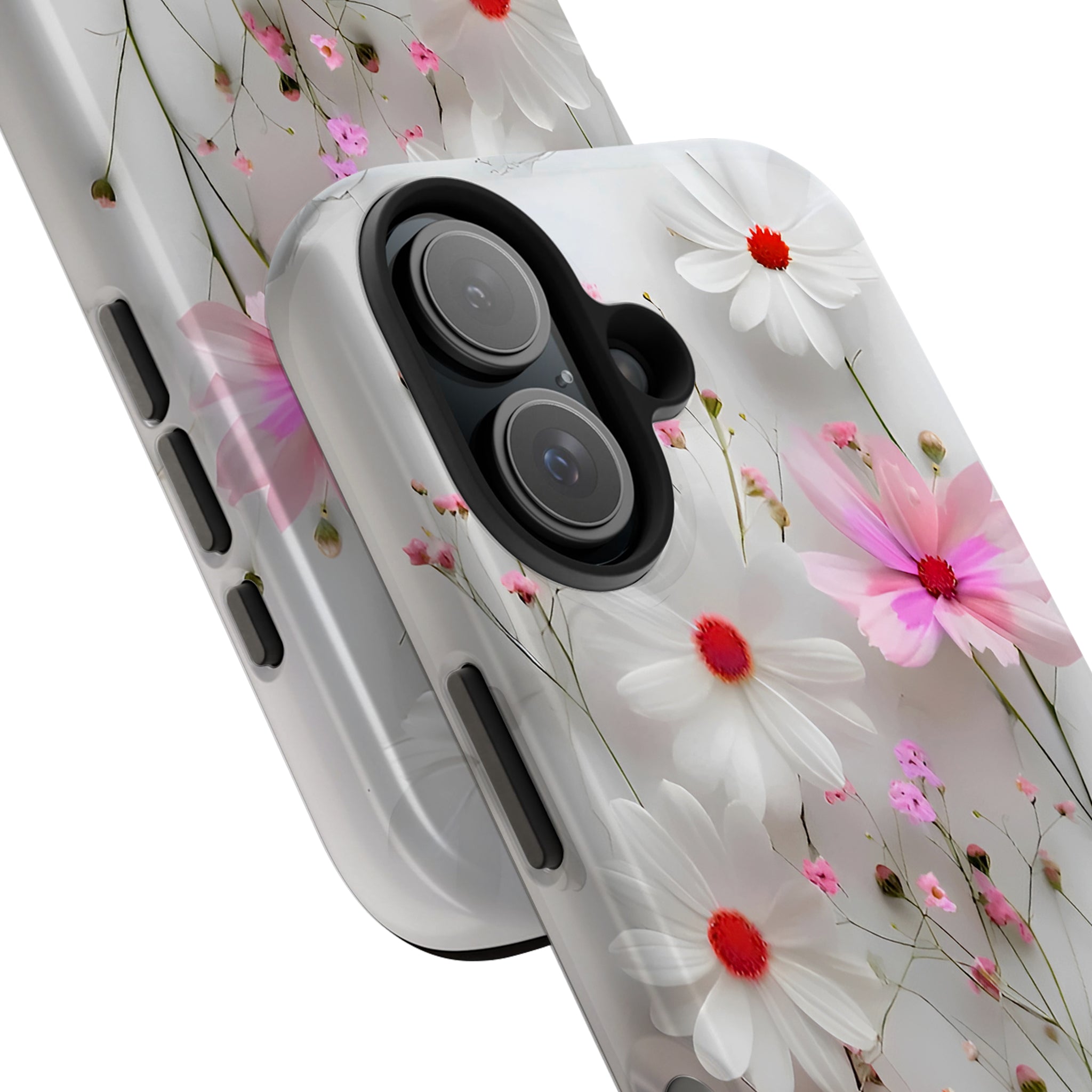 Pink White Daisy Floral iPhone Case | MagSafe Compatible