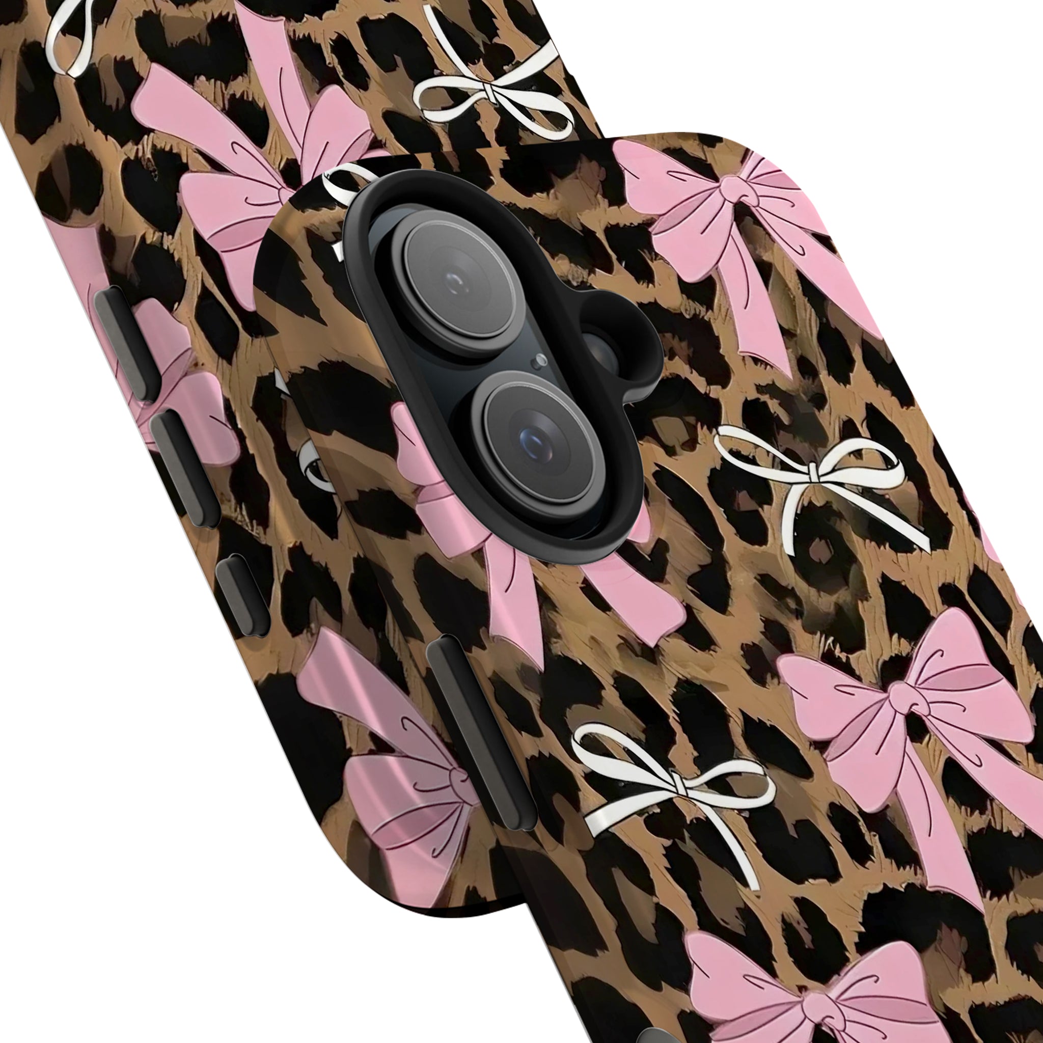 Leopard Print Bow iPhone Case | MagSafe Compatible