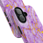Luxury Lavender Purple Gold Foil Marble iPhone Case | MagSafe Compatible