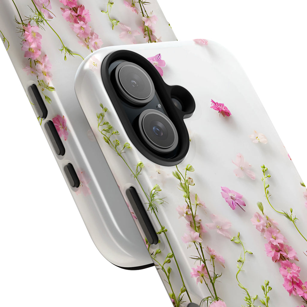 Pink Larkspur Floral iPhone Case | MagSafe Compatible