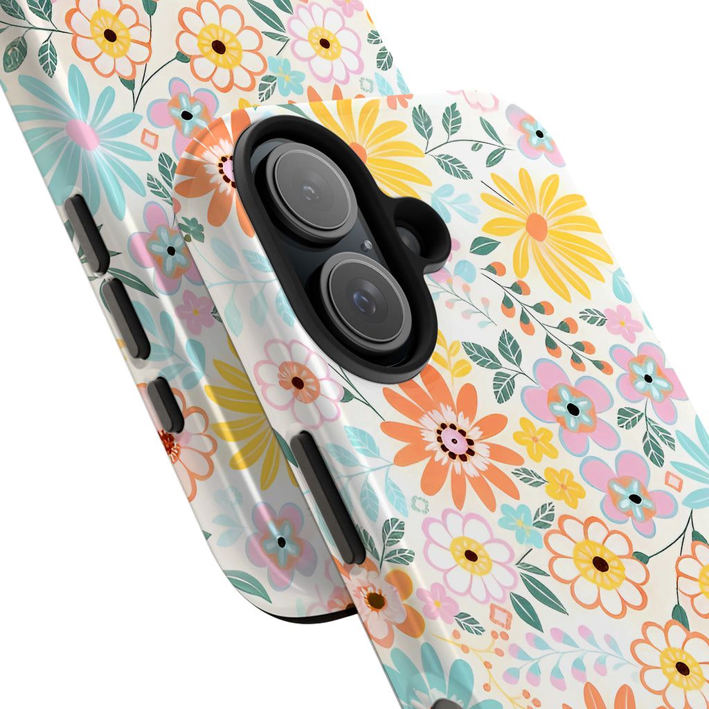 Luxury Colorful Retro Floral iPhone Case | MagSafe Compatible
