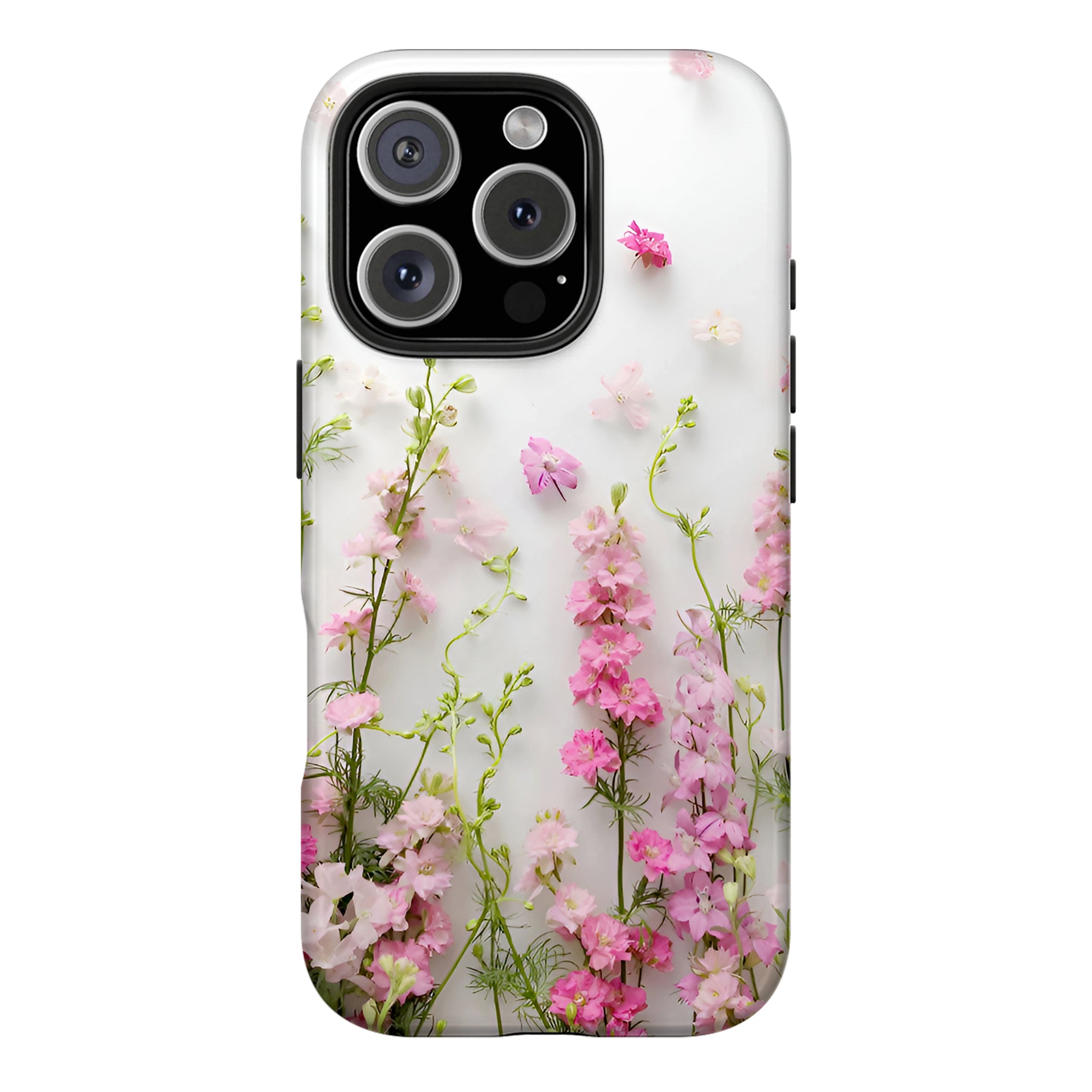 Pink Larkspur Floral iPhone Case | MagSafe Compatible