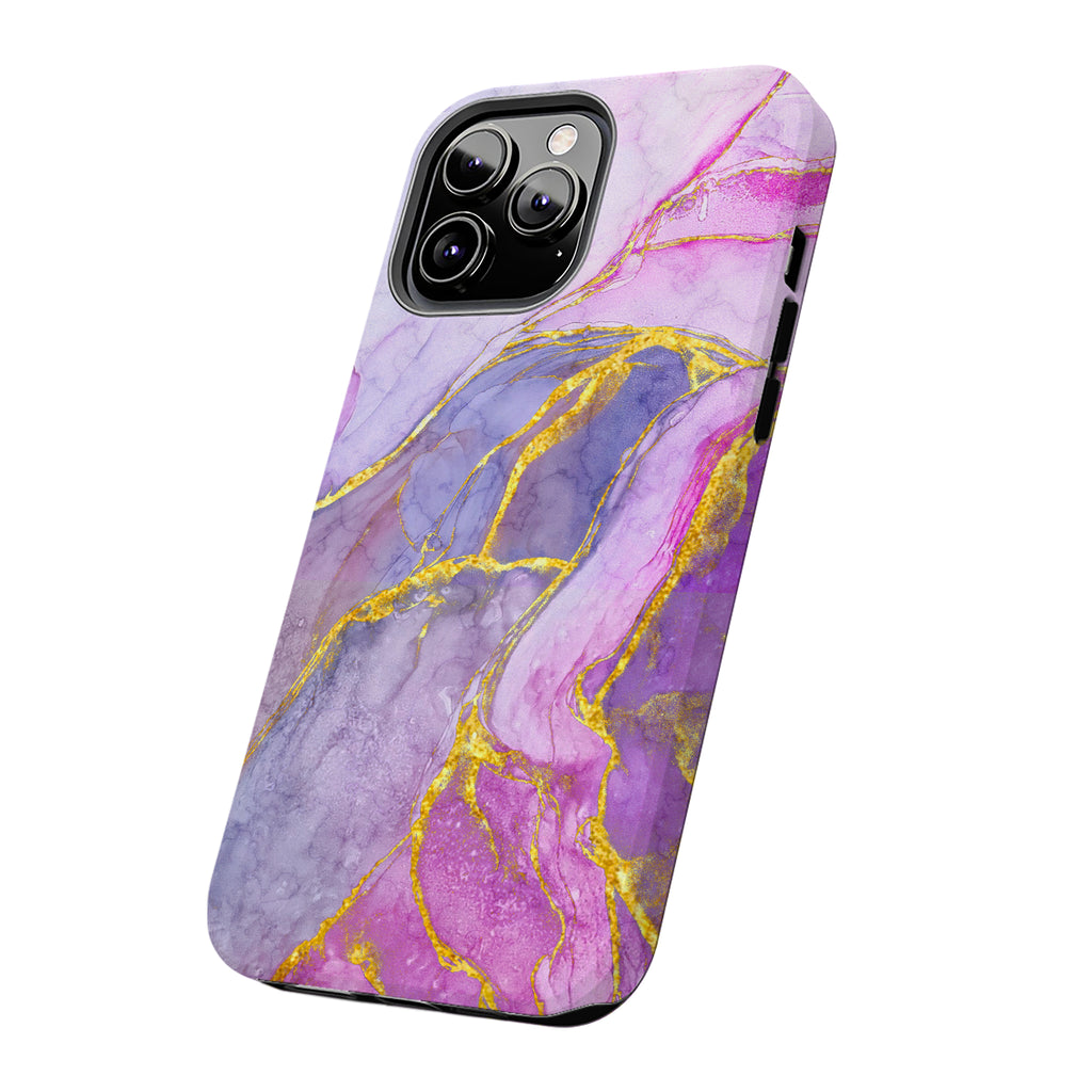 Luxury Purple Pink Gold Marble iPhone Case | MagSafe Compatible