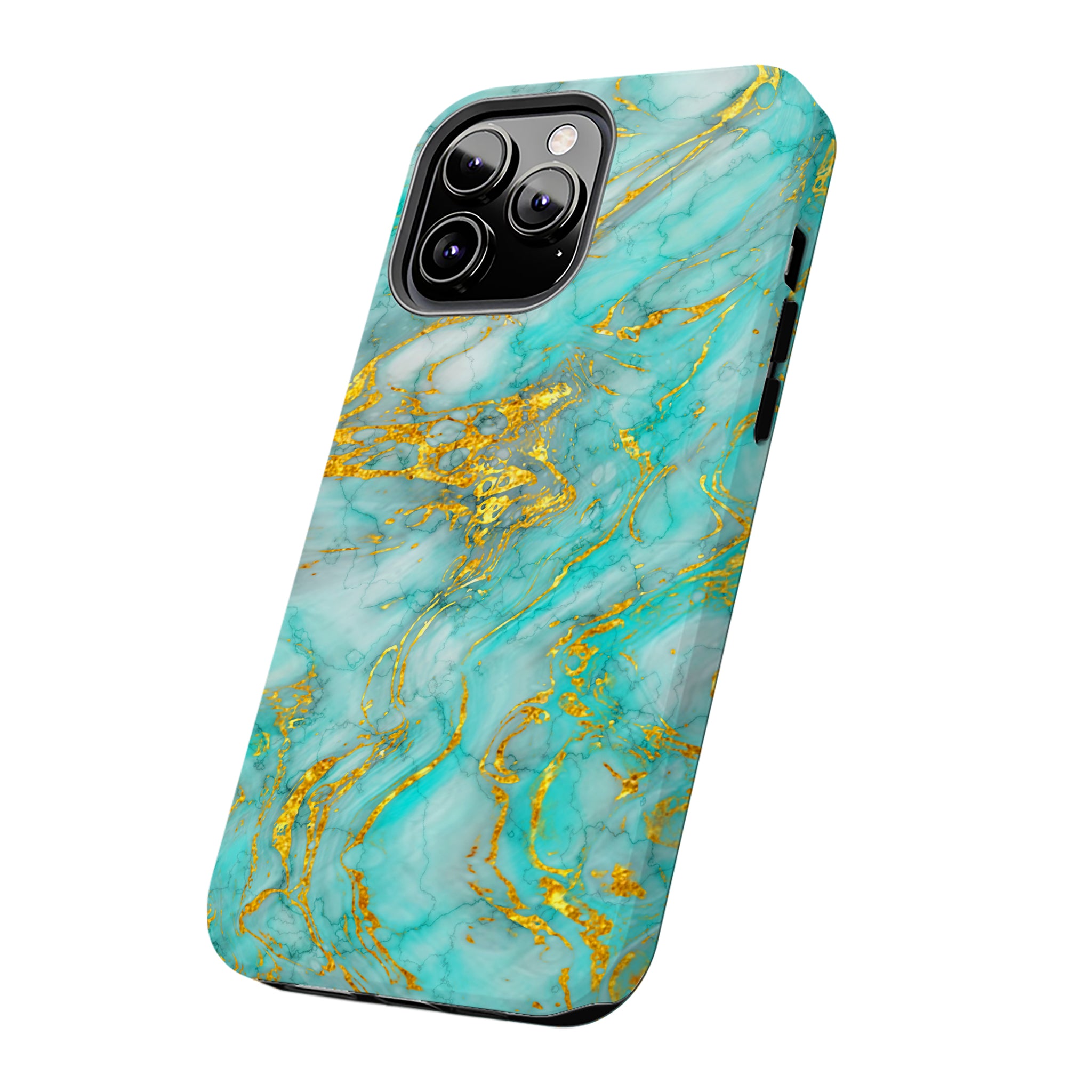 Luxury Turquoise Gold Marble iPhone Case | MagSafe Compatible