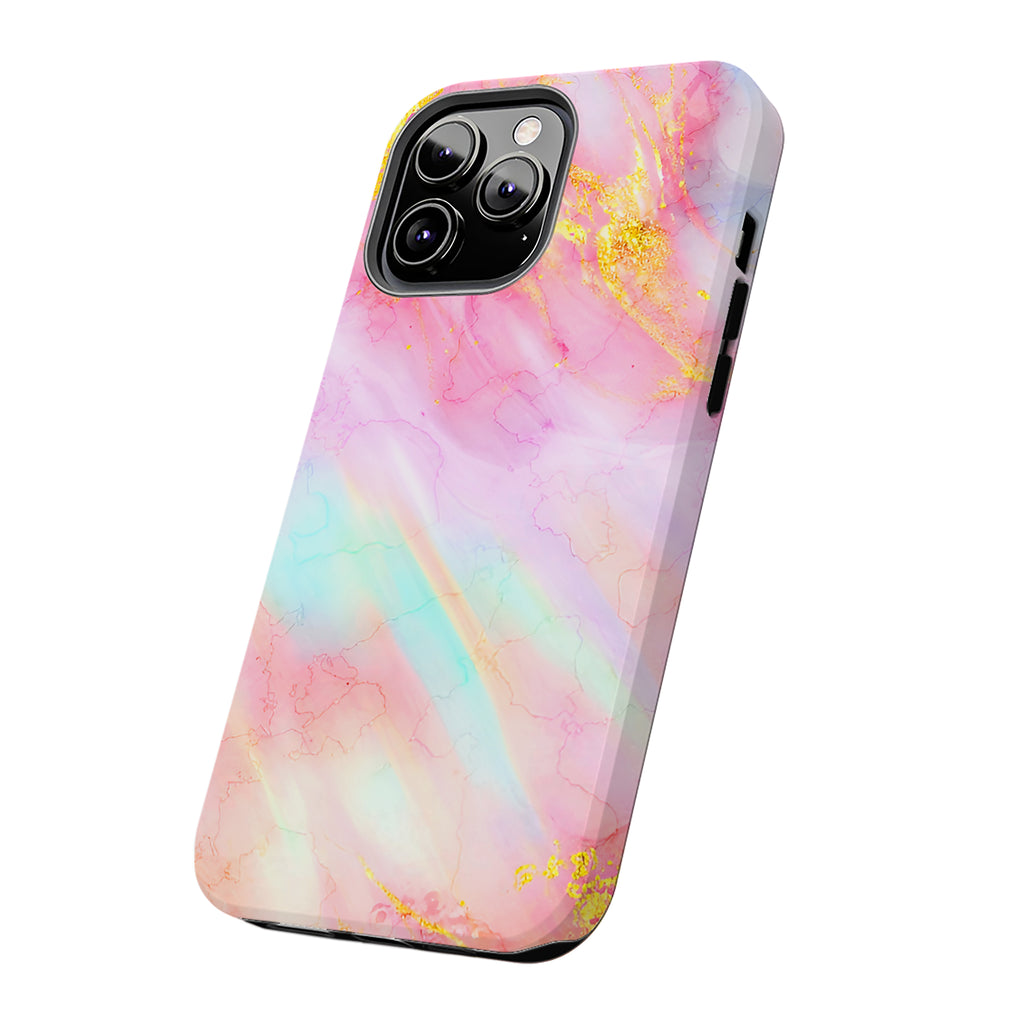 Luxury Rainbow Pink Gold Marble iPhone Case | MagSafe Compatible