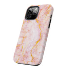 Luxury Blush Pink Gold Foil Marble iPhone Case | MagSafe Compatible