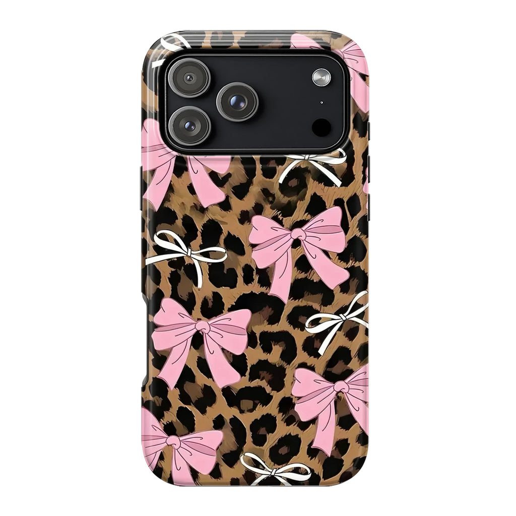 Leopard Print Bow iPhone Case | MagSafe Compatible