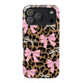 Leopard Print Bow iPhone Case | MagSafe Compatible