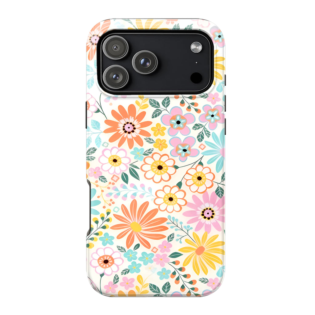 Luxury Colorful Retro Floral iPhone Case | MagSafe Compatible