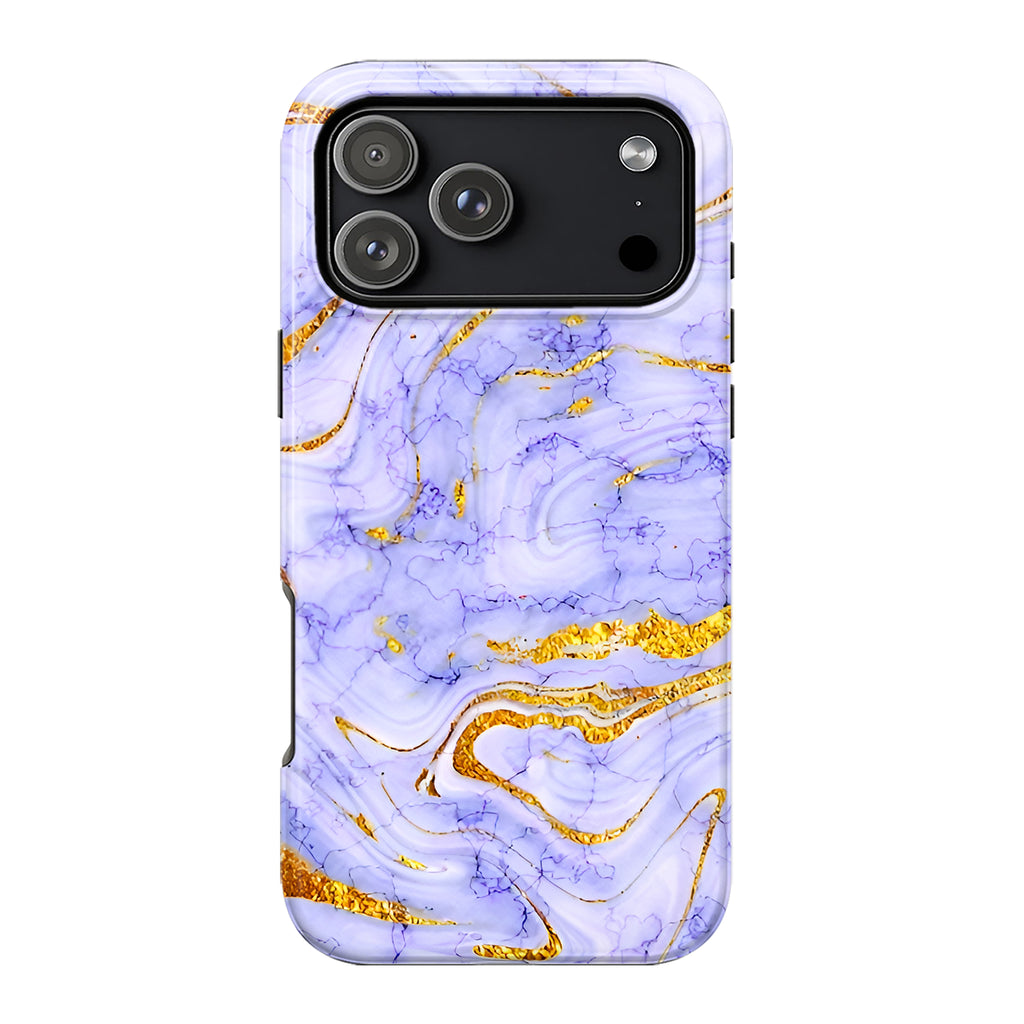 Luxury Lavender Blue Gold Marble iPhone Case | MagSafe Compatible