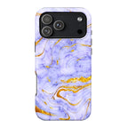 Luxury Lavender Blue Gold Marble iPhone Case | MagSafe Compatible