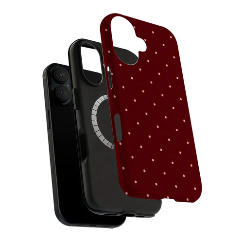 Burgundy Polka Dot Art iPhone Case | MagSafe Compatible