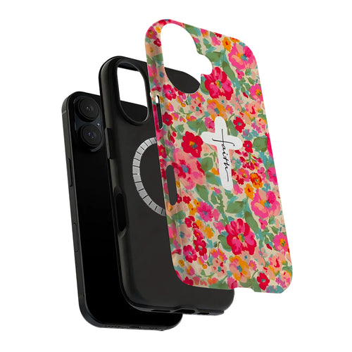 Floral Faith Cross Art iPhone Case | MagSafe Compatible