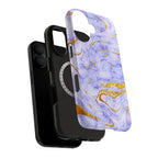 Luxury Lavender Blue Gold Marble iPhone Case | MagSafe Compatible