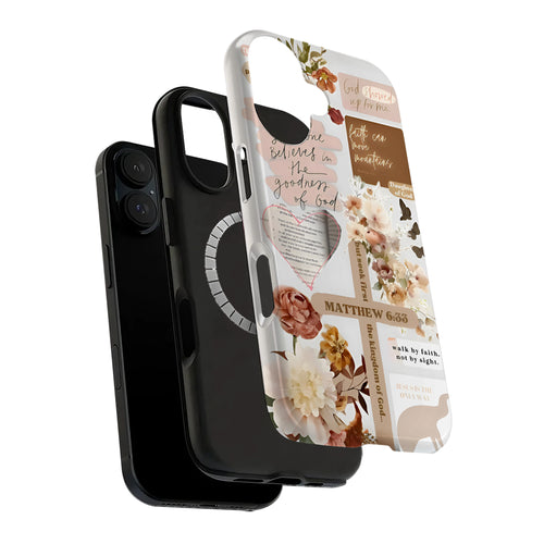 Floral Cross Bible Verse Art iPhone Case | MagSafe Compatible