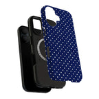 Navy Polka Dot Art iPhone Case | MagSafe Compatible
