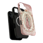 Soft Pink Floral Our Lady of Guadalupe Art iPhone Case | MagSafe Compatible