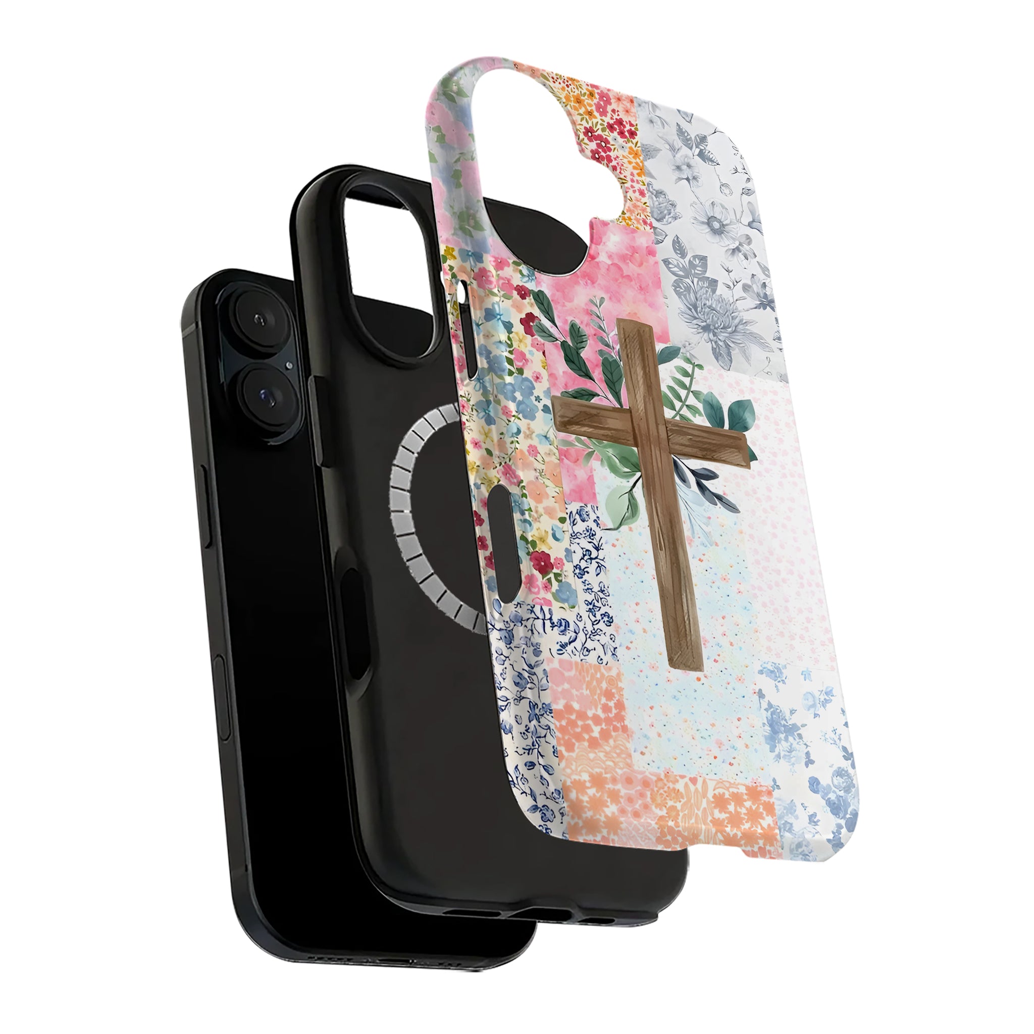 Patchwork Cross Art iPhone Case | MagSafe Compatible