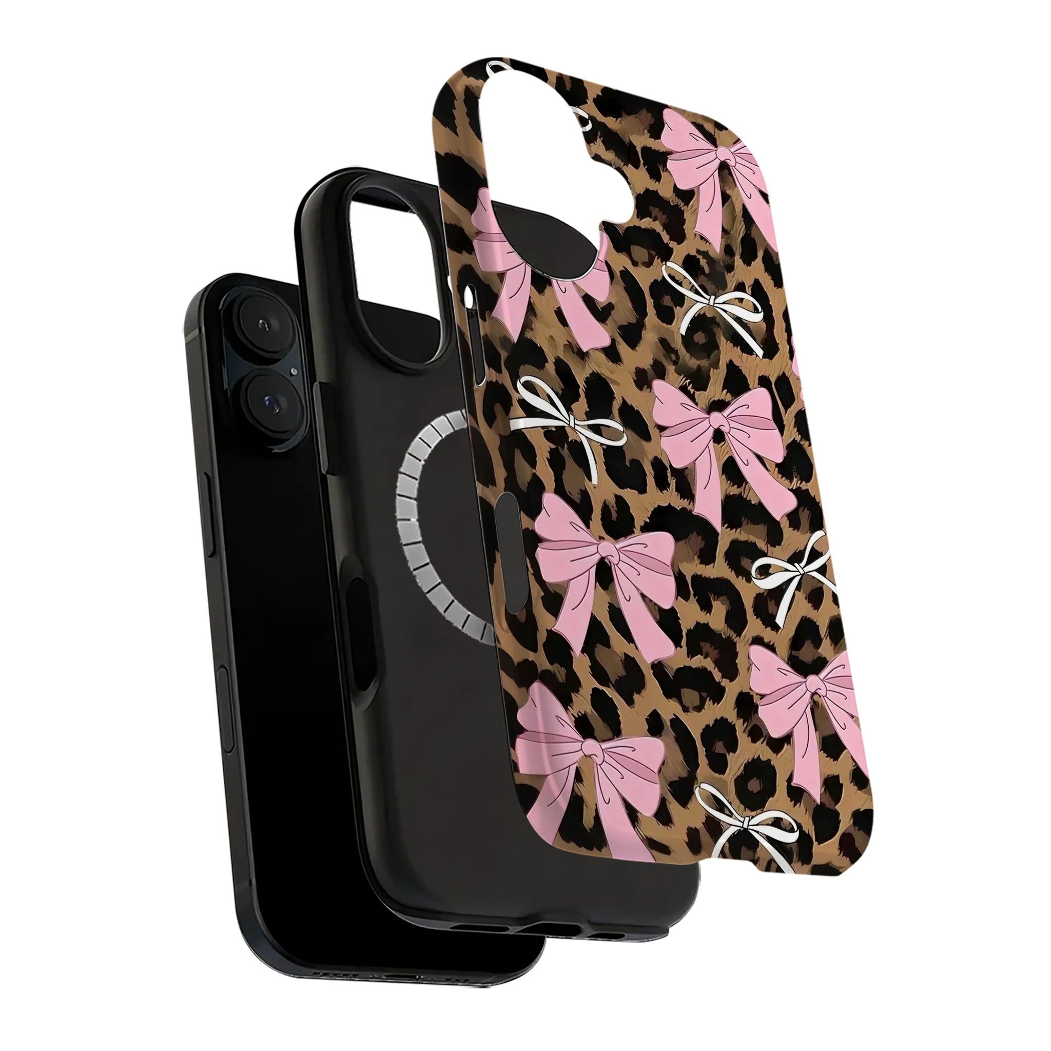 Leopard Print Bow iPhone Case | MagSafe Compatible