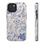 Blue Line Art Ocean Creature Art iPhone Case | MagSafe Compatible