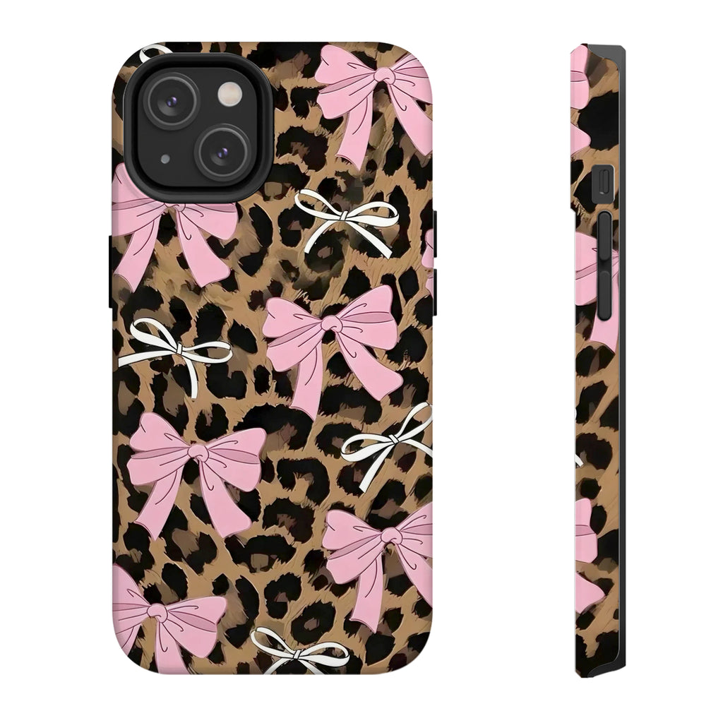 Leopard Print Bow iPhone Case | MagSafe Compatible