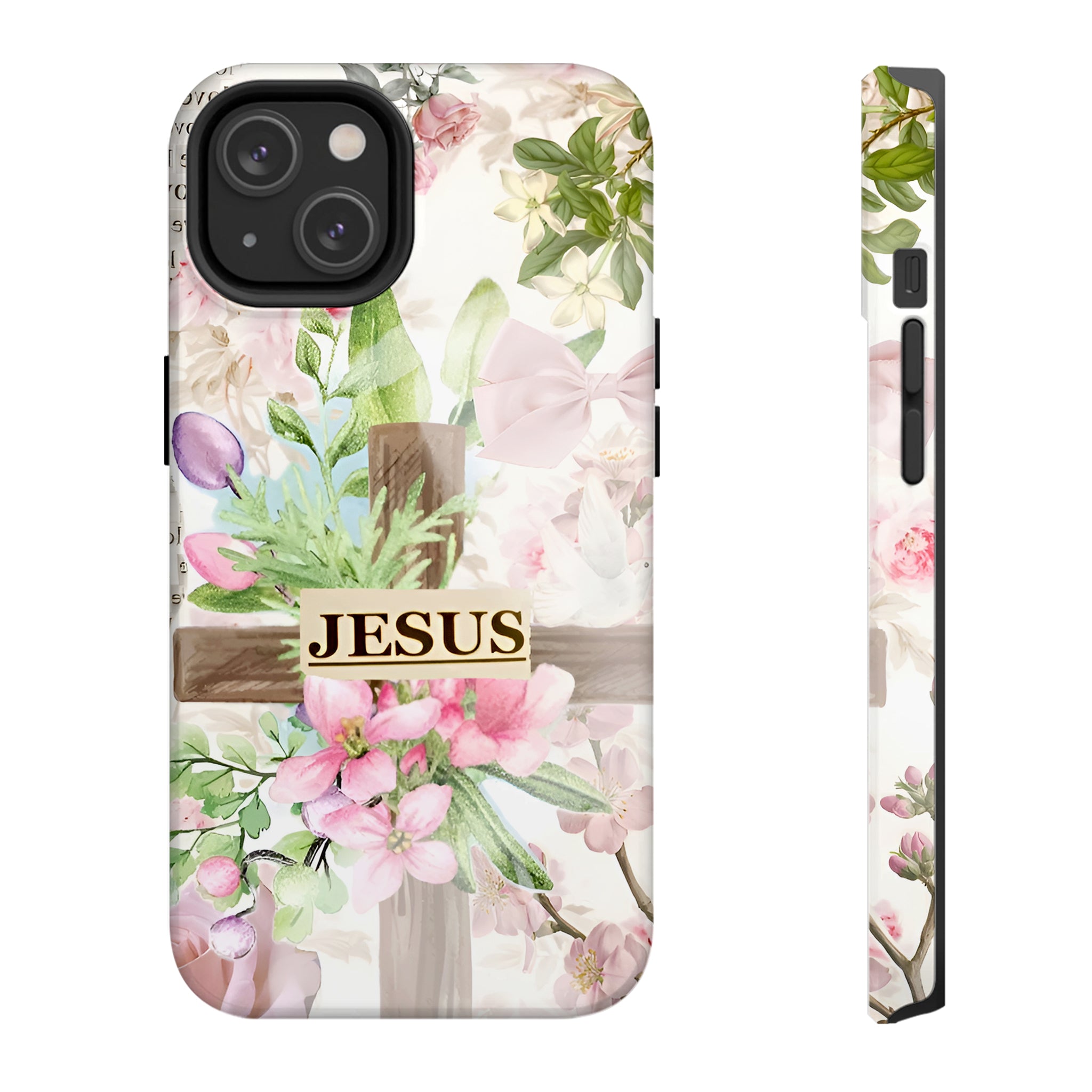 Floral Cross Jesus Art iPhone Case | MagSafe Compatible