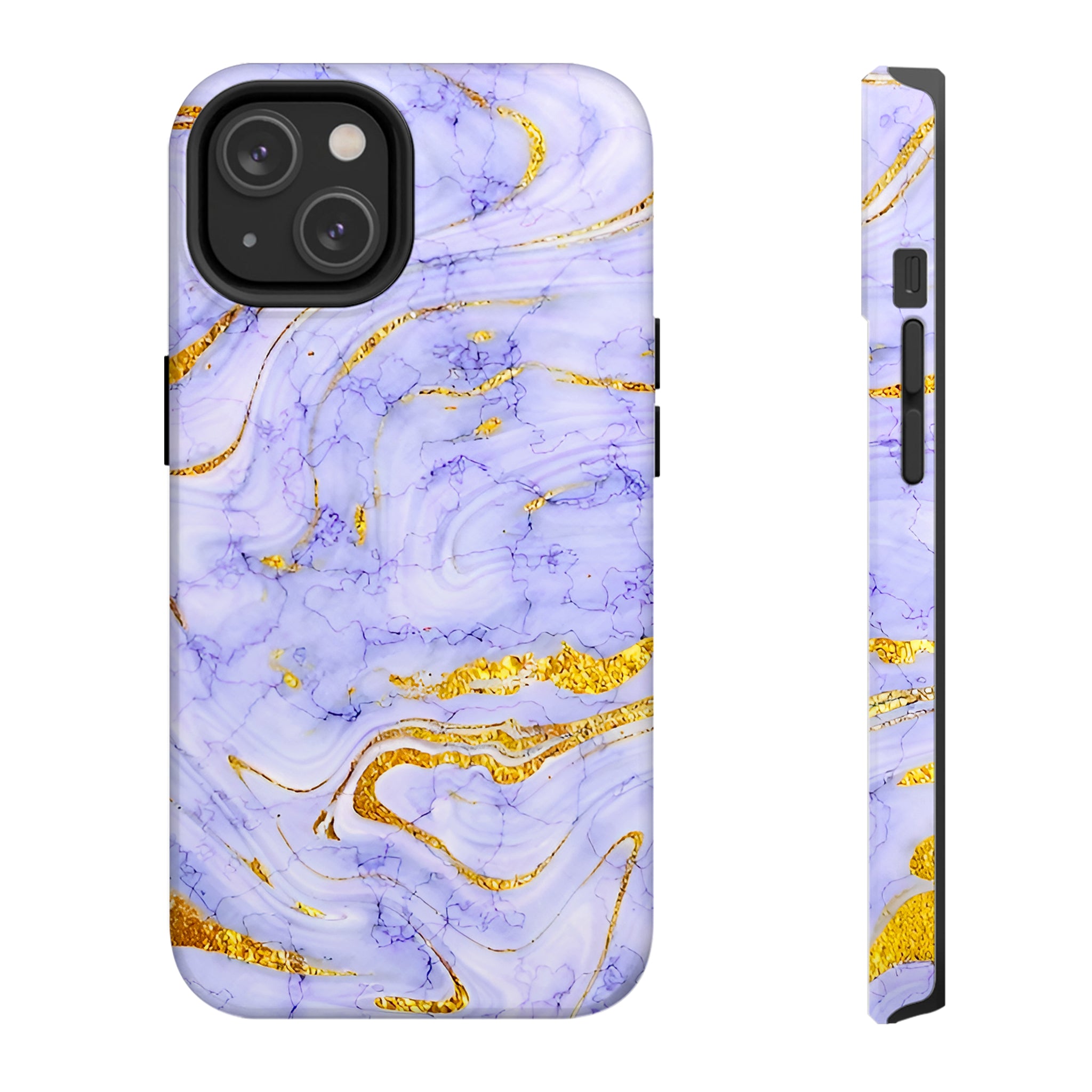 Luxury Lavender Blue Gold Marble iPhone Case | MagSafe Compatible
