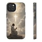 Jesus Praying Cross Sky Art iPhone Case | MagSafe Compatible