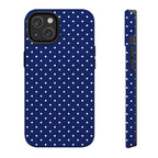 Navy Polka Dot Art iPhone Case | MagSafe Compatible