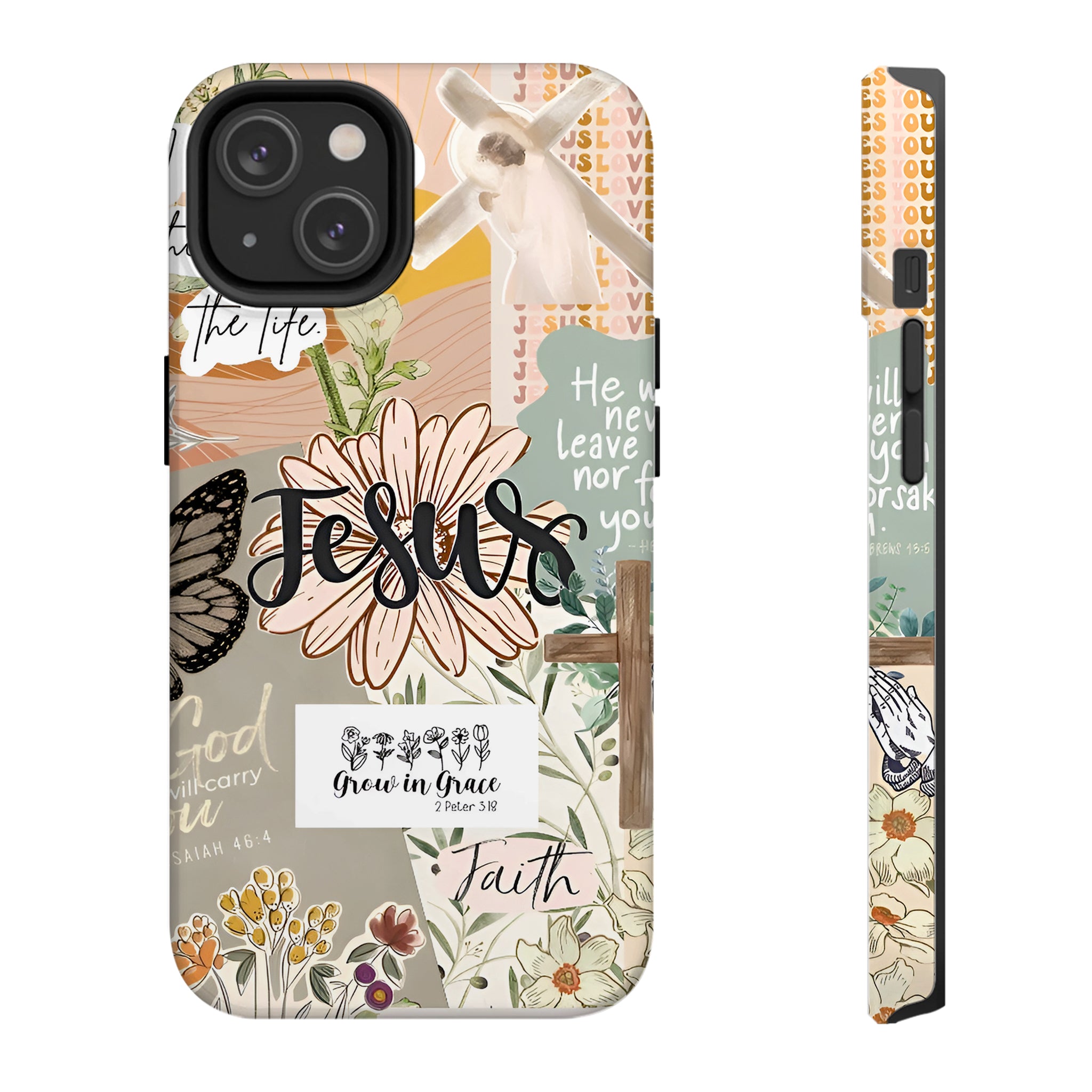 Jesus Floral Collage Bible Verse Art iPhone Case | MagSafe Compatible